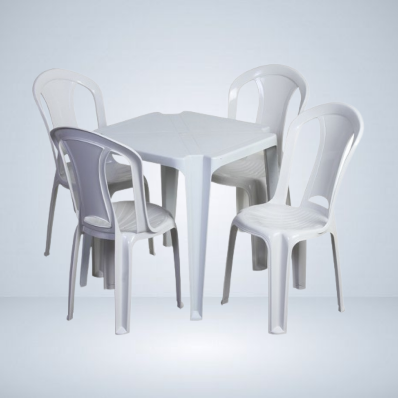 Conjunto 1 Mesa e 4 Cadeiras De Plastico - Elo Solução