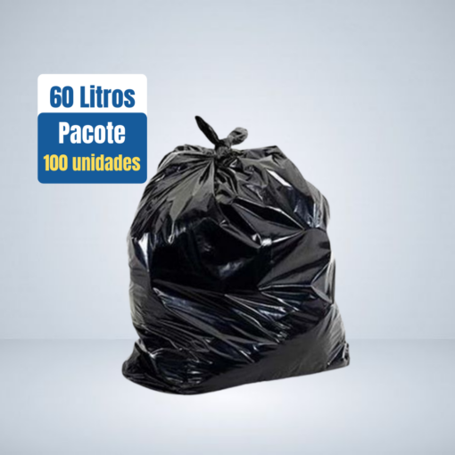 Saco de Lixo 60 Litros - Pacote com 100 unidades