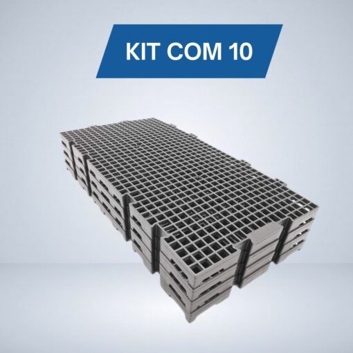 kit 10 Pisos Plástico 50x25 - Preto